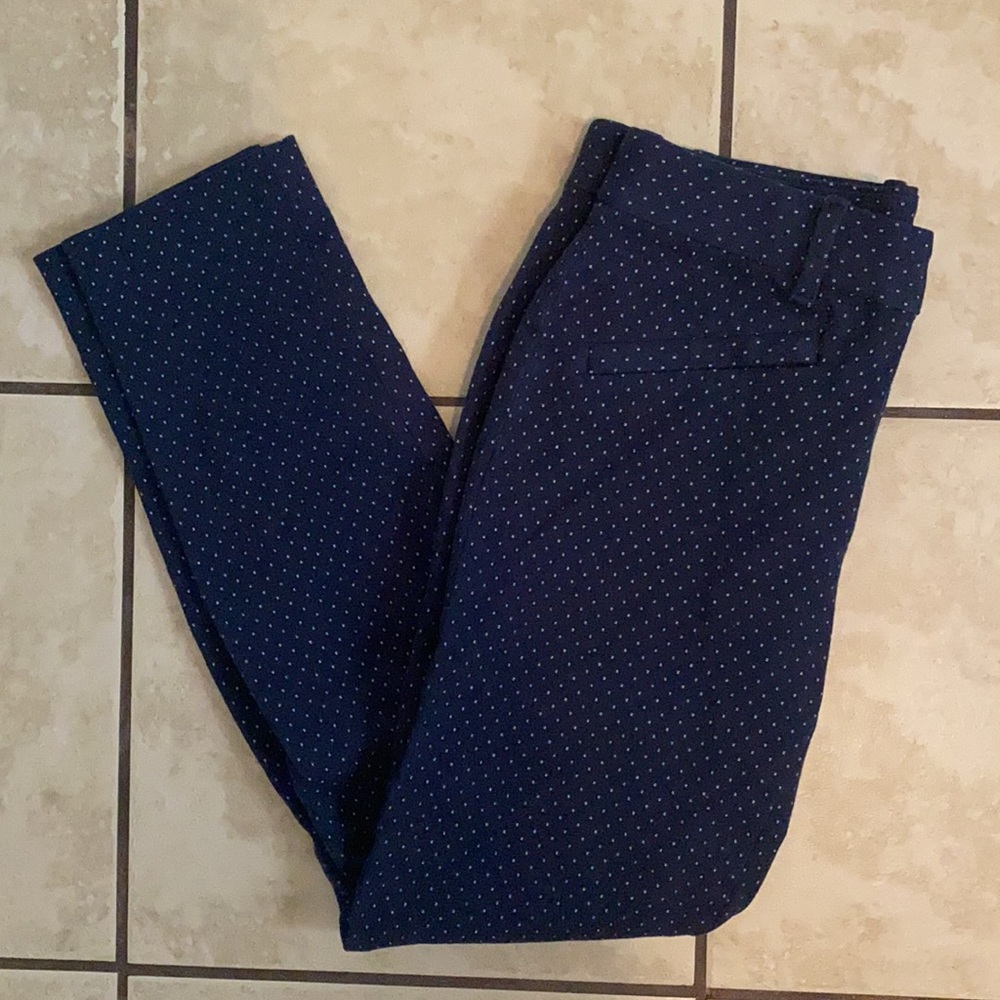 Gap Navy Swiss Dot Cropped Pants Size 2 Regular Mid Rise Stretch